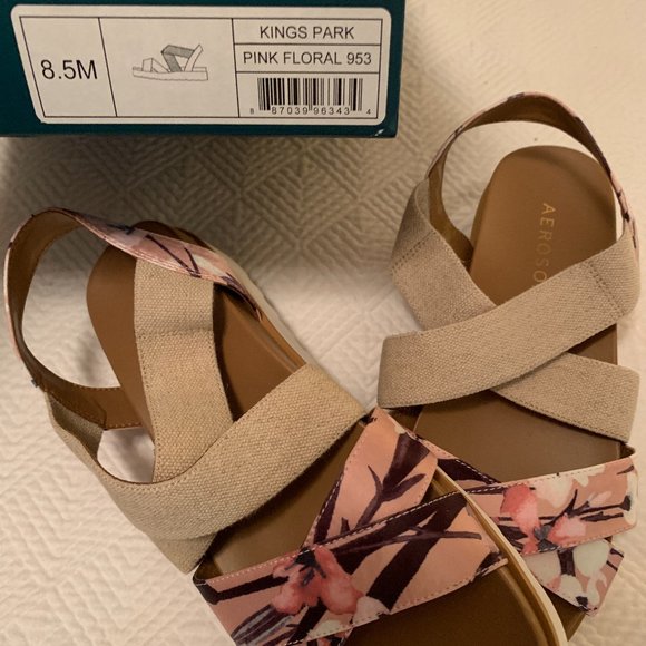 Aerosoles Kings Park Platform Strappy Sandal Nude/Natural Pink Floral Size 8.5 M - Picture 5 of 7